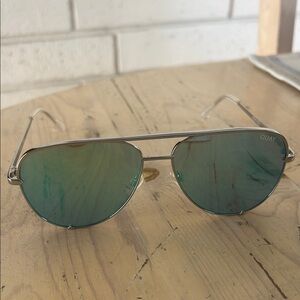 Quay Australia Silver blue lenses Aviator Sunglasses HIGH KEY